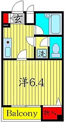 ロイヤルメゾン中丸 3階1Kの間取り