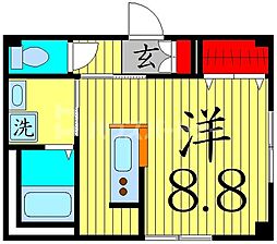 ビューノ小竹向原 1階ワンルームの間取り
