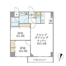 エレミ本蓮沼 2階2LDKの間取り