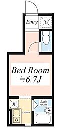 ブライトアース巣鴨 1階ワンルームの間取り