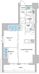 ルフォンプログレ志村坂上 6階2LDKの間取り