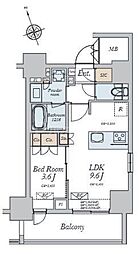 Alivis十条 12階1LDKの間取り