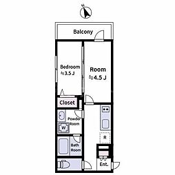 Laviere上中里 2階2Kの間取り