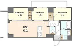 S-RESIDENCE高島平asolea 8階3LDKの間取り