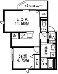 アピス赤羽 1階1LDKの間取り