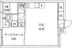 CITY WALK新江古田 2階ワンルームの間取り