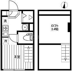 Coron Heiwadai 1階ワンルームの間取り