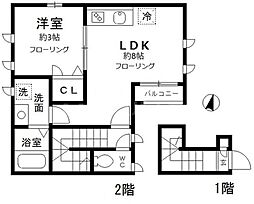 レフィナード千川 2階1LDKの間取り