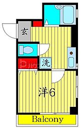 ロジュマン大裕 2階1Kの間取り