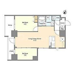 KDXレジデンス本蓮沼 6階2LDKの間取り