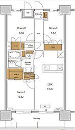 ＲＪＲプレシア東十条ガーデン 12階3LDKの間取り