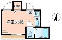 イルビラージュ平和台 2階ワンルームの間取り