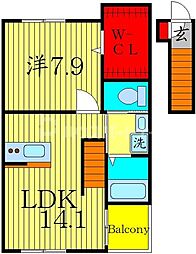 メゾンヒロ 3階1LDKの間取り