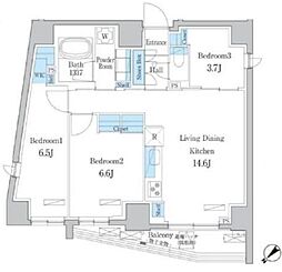 デュオフラッツ板橋大山 14階3LDKの間取り