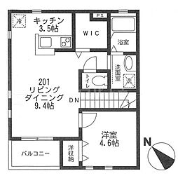 コートMK 2階1LDKの間取り