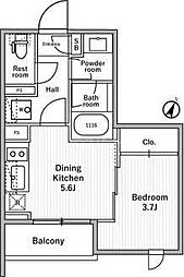 nidoMOTOHASUNUMA 3階1DKの間取り