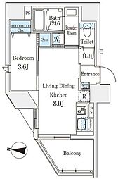 デュオフラッツ池袋 5階1LDKの間取り