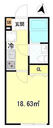 CFジオーレ本蓮沼 1Kの間取図画像