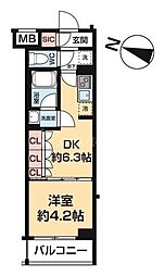 ARCOBALENO HASUNE I 1DKの間取図画像