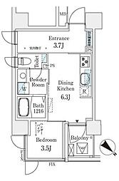 コスモグラシア大塚 1DKの間取図画像