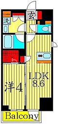 ジオエント池袋 1LDKの間取図画像