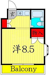 プレイハウス 1Kの間取図画像