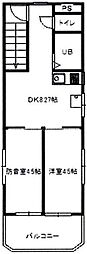 パロ常盤台 2DKの間取図画像