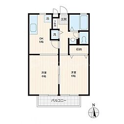 ビューサイト・桜台 2DKの間取図画像