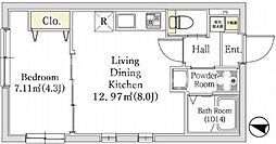 UMEX大山 1LDKの間取図画像