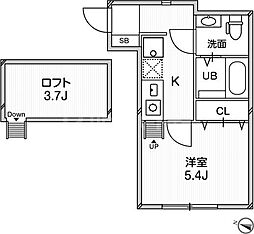 ルクール平和台 1Kの間取図画像