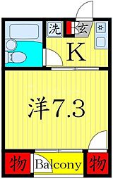 パークサイド大渕 1Kの間取図画像