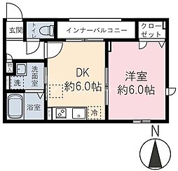K.S maison 1DKの間取図画像