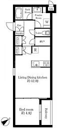 プリンセスライン東長崎 1LDKの間取図画像