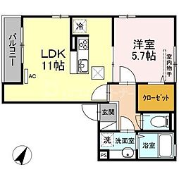 ウェルド 1LDKの間取図画像