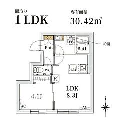 クリスタルコート大山金井町 1LDKの間取図画像