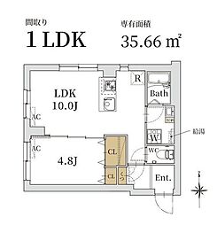 クリスタルコート大山金井町 1LDKの間取図画像