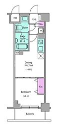 クレヴィアリグゼ西巣鴨 1DKの間取図画像