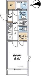 リブリ・三園 1Kの間取図画像