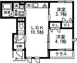 ココル 2LDKの間取図画像