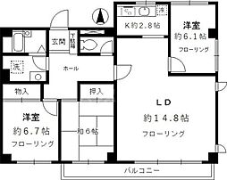 メゾンガーデニア 3LDKの間取図画像