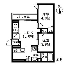 (仮)練馬区錦2丁目新築共同住 2LDKの間取図画像