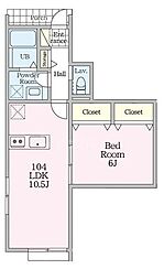 練馬区北町2丁目アパート 1LDKの間取図画像