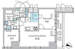 パークアクシス板橋本町ステーションゲート 9階2LDKの間取り