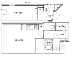 ＧＬＡＣＩＳ 1階1LDKの間取り