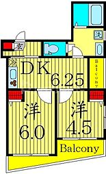 エスポワール西が丘 2階2Kの間取り
