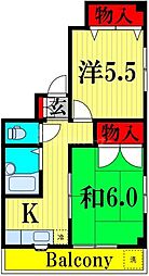第10オカダビル 3階2Kの間取り
