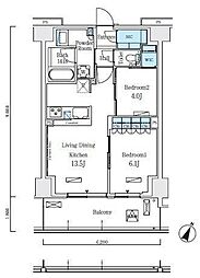 ロイヤルパークス赤羽ノース 3階2LDKの間取り
