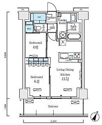 ロイヤルパークス赤羽ノース 3階2LDKの間取り