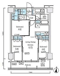 ロイヤルパークス赤羽ノース 3LDKの間取図画像