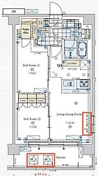GENOVIA赤羽 2階2LDKの間取り